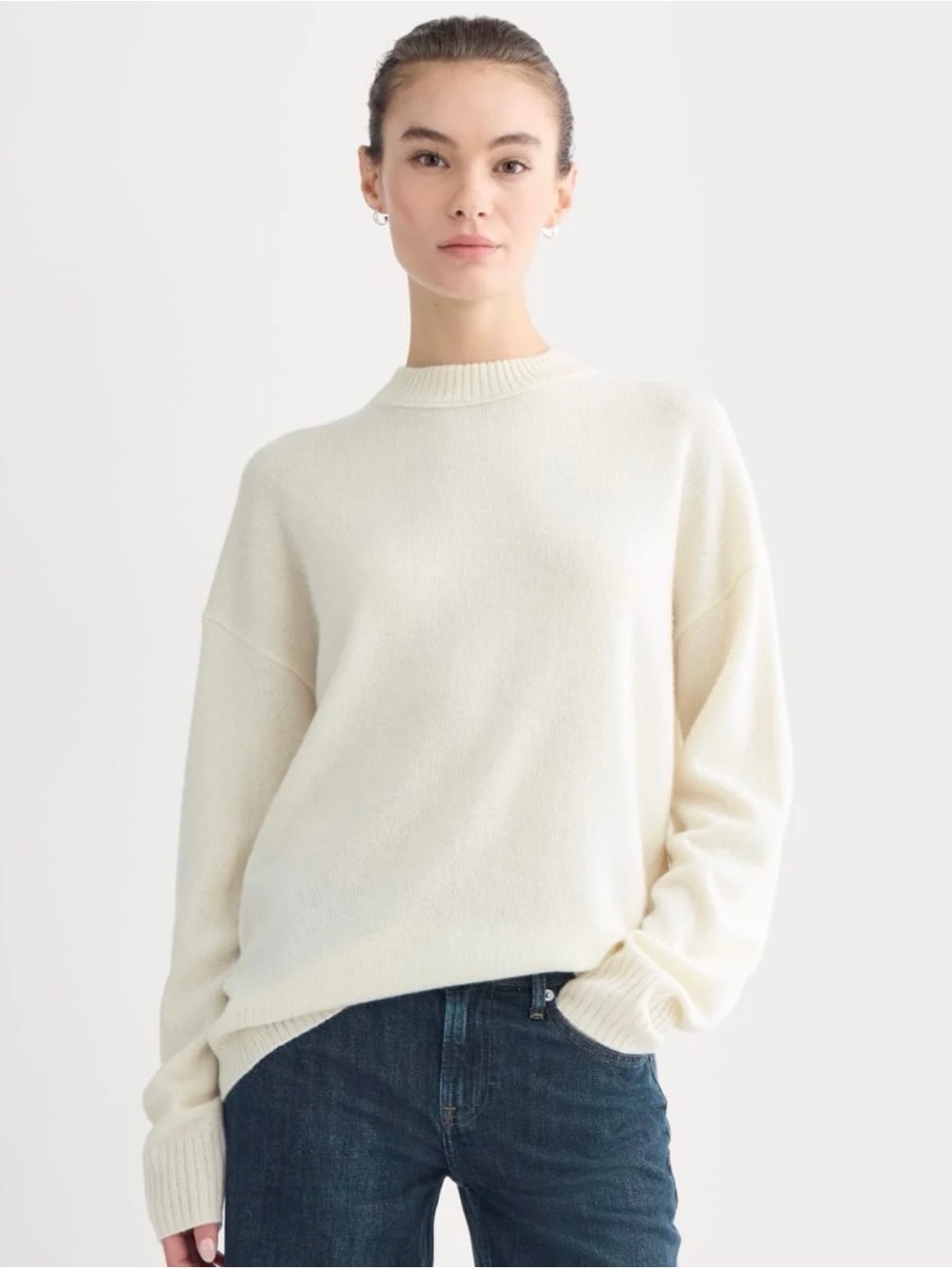 Everlane Boyfriend Cashmere Cream Crewneck Sweater - Women